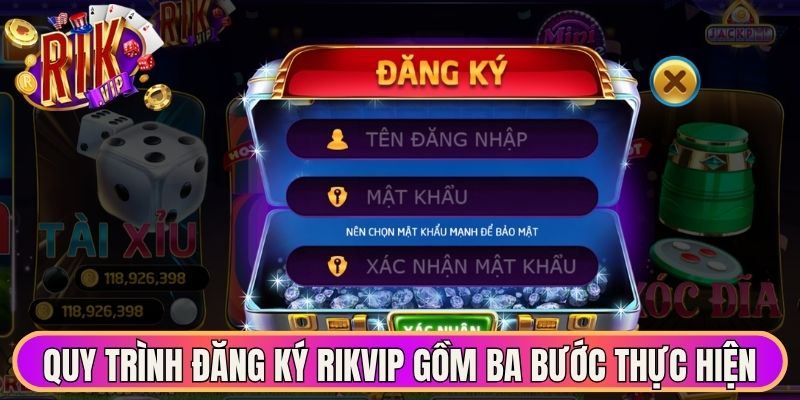Quy trình đăng ký Rikvip gồm ba bước thực hiện đơn giản 